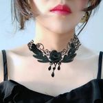 Colier Choker din dantela neagra Gothic A3, Negru fotografia produsului View 2 S