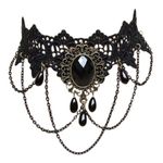 Colier Choker din dantela neagra Gothic A2, Negru fotografia produsului View 2 S