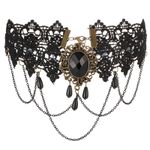 Colier Choker din dantela neagra Gothic A2, Negru fotografia produsului View 3 S