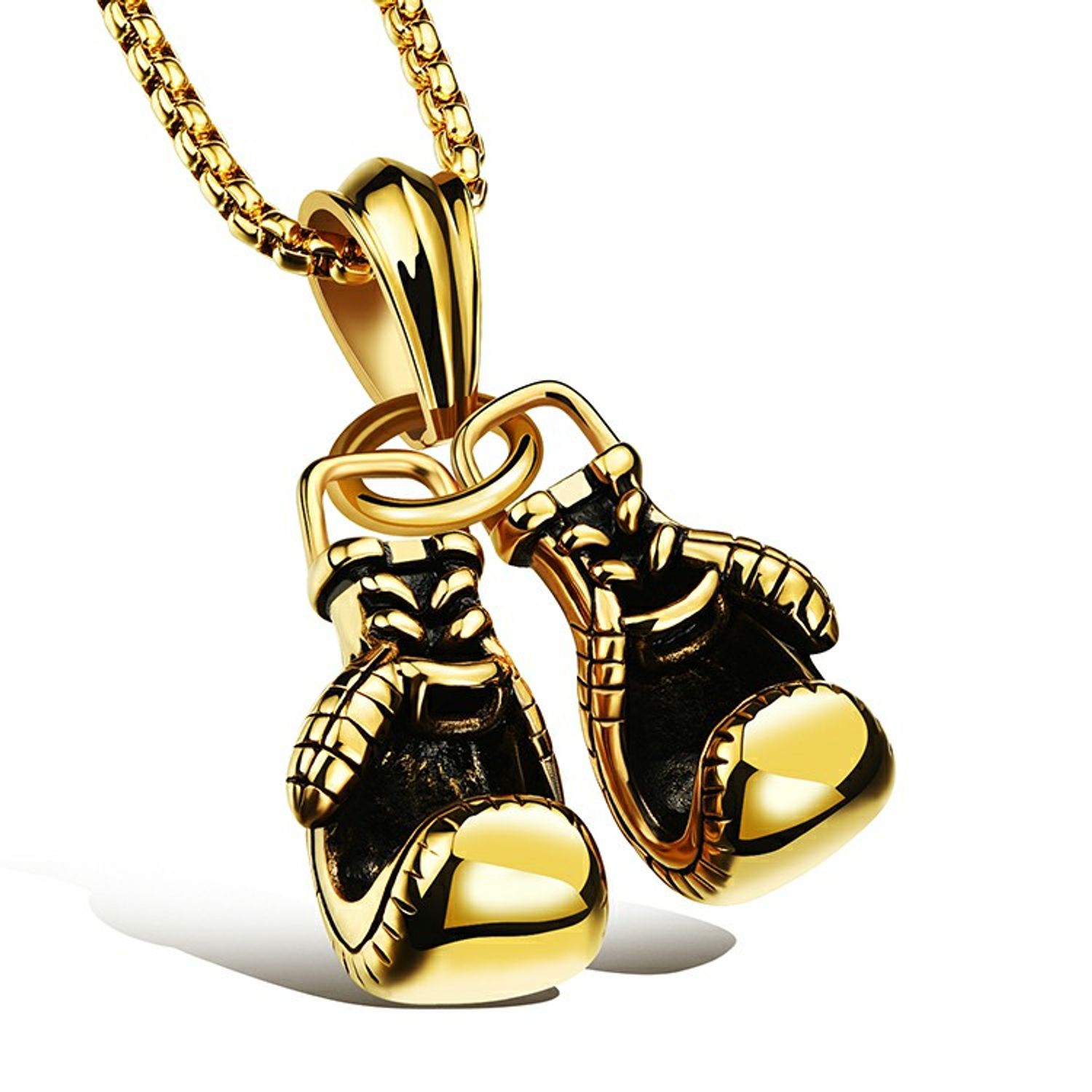 Lant cu pandantiv manusi de box, auriu fotografia produsului View 2 L