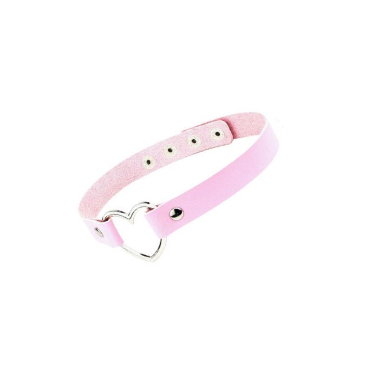 Choker de piele cu inimioara culoare roz fotografia produsului View 2 L