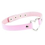 Choker de piele cu inimioara culoare roz fotografia produsului