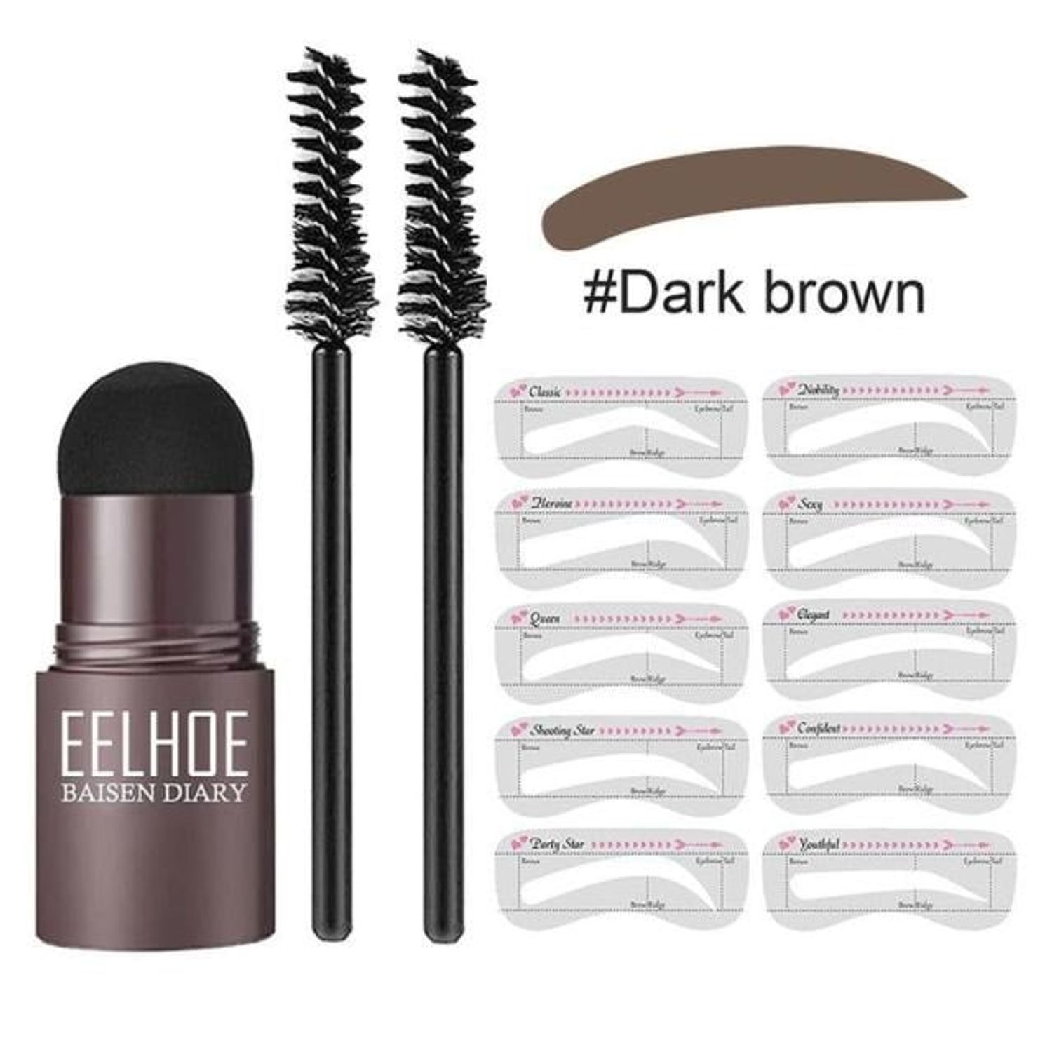 Kit pentru sprancene, Shaping eyebrow, tip stampila, Dark brown fotografia produsului View 2 L