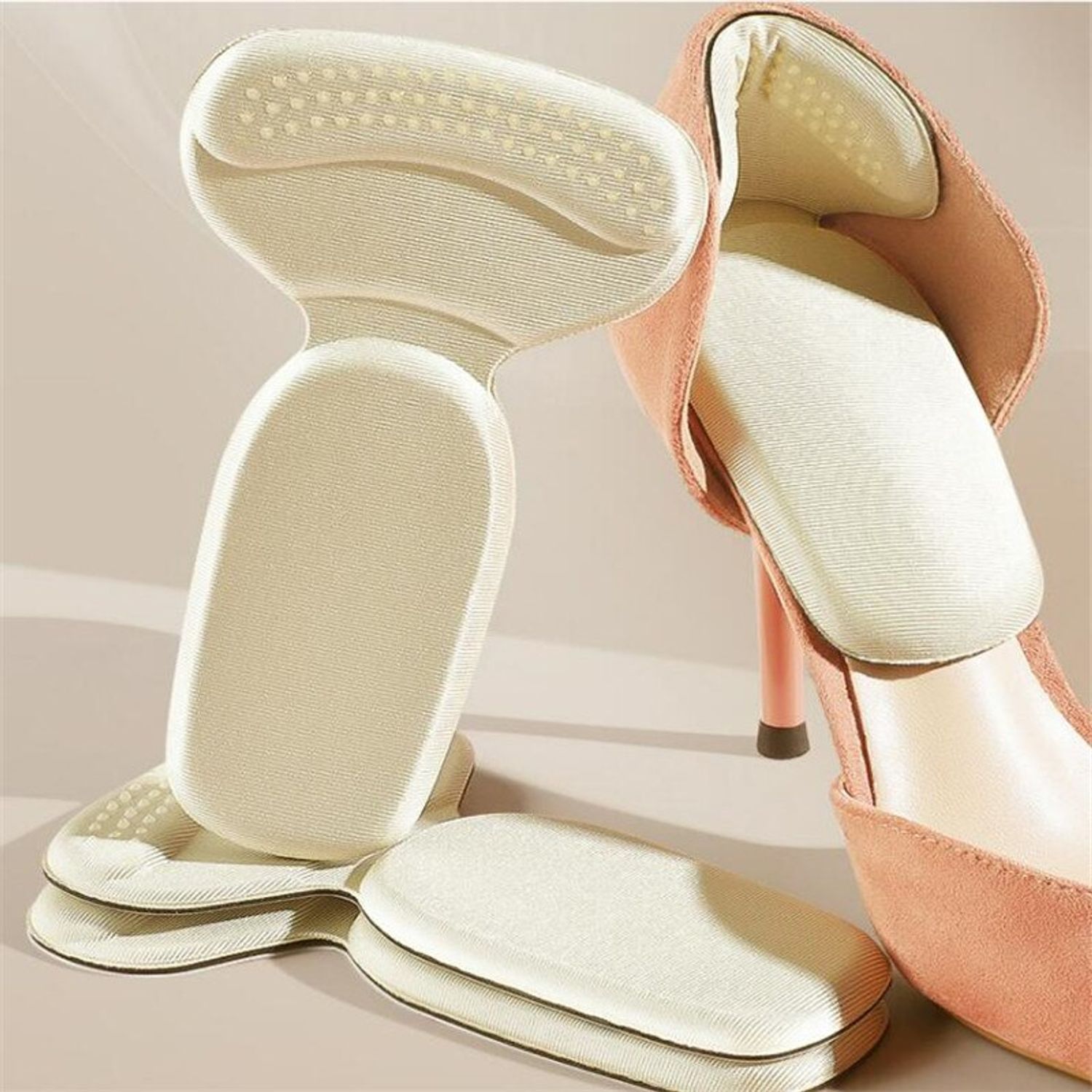 Set 2 branturi pentru pantofi, pernite silicon, protectie calcai, crem fotografia produsului View 2 L
