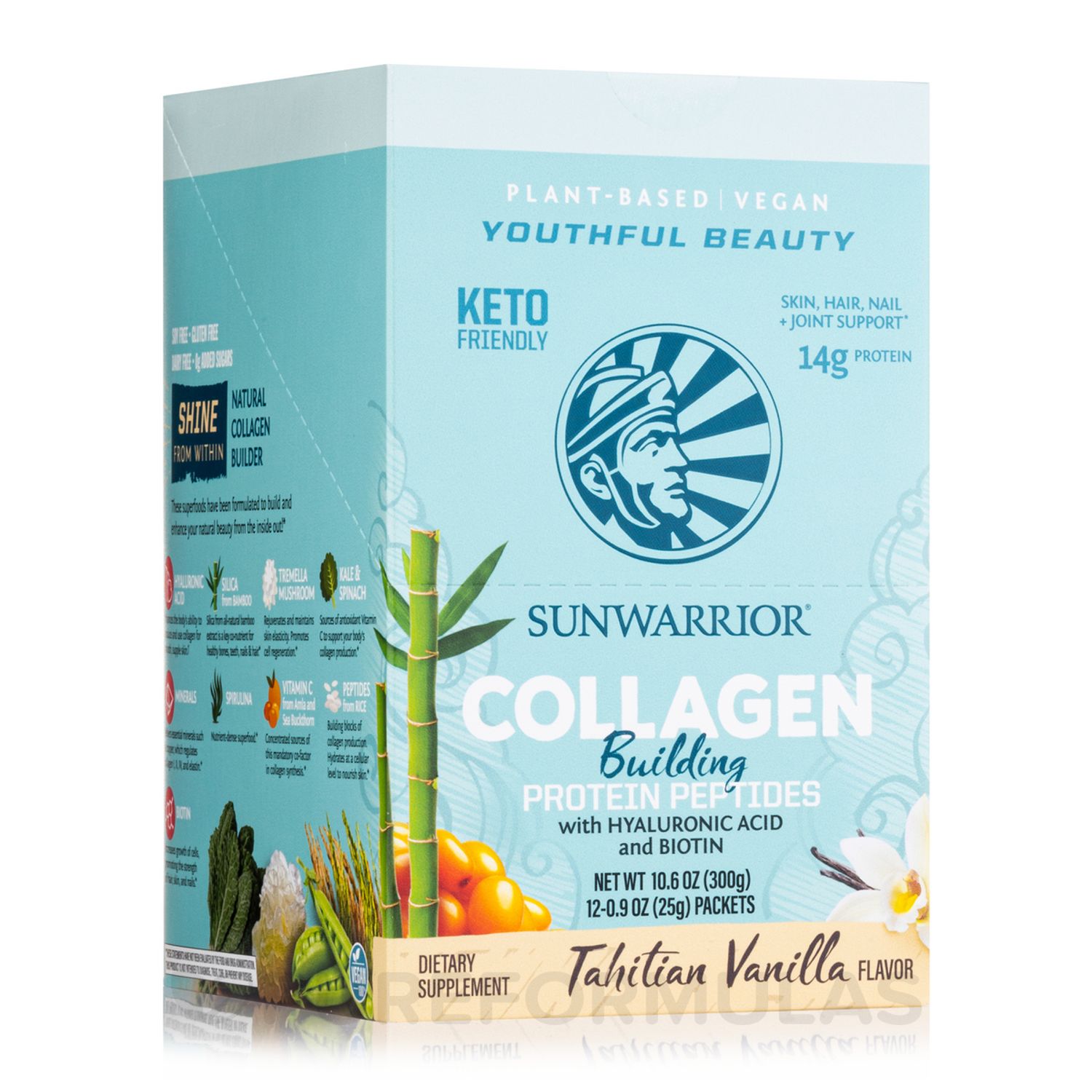 Sunwarrior - Collagen Building Protein Peptides Sachets 12x25g - Tahitian Vanilla fotografia produsului