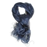 Esarfa bleumarin cu franjuri si insertii argintii fotografia produsului