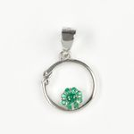 Pandantiv rotund cu floare verde din argint fotografia produsului