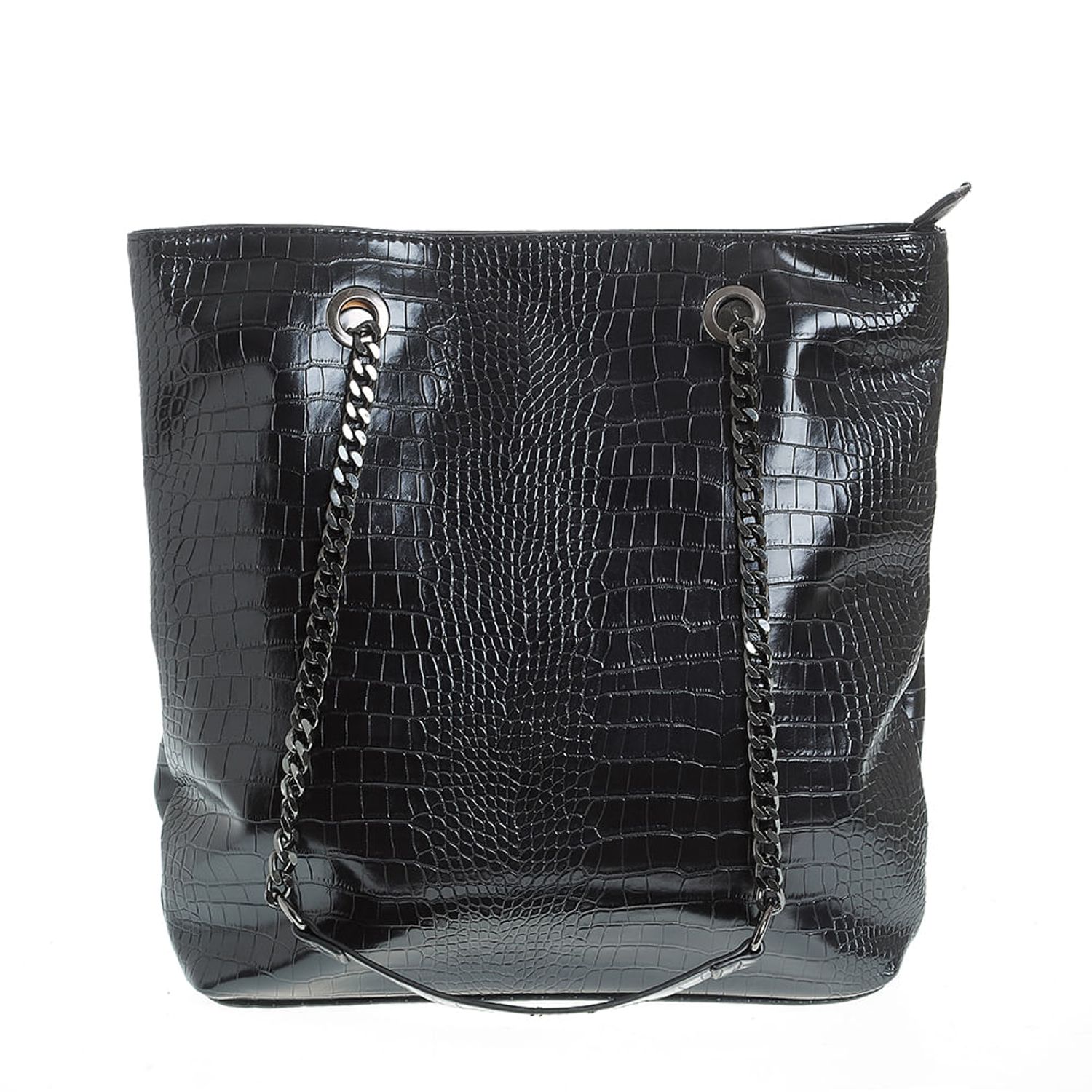 Geanta neagra cu aspect piele de sarpe fotografia produsului