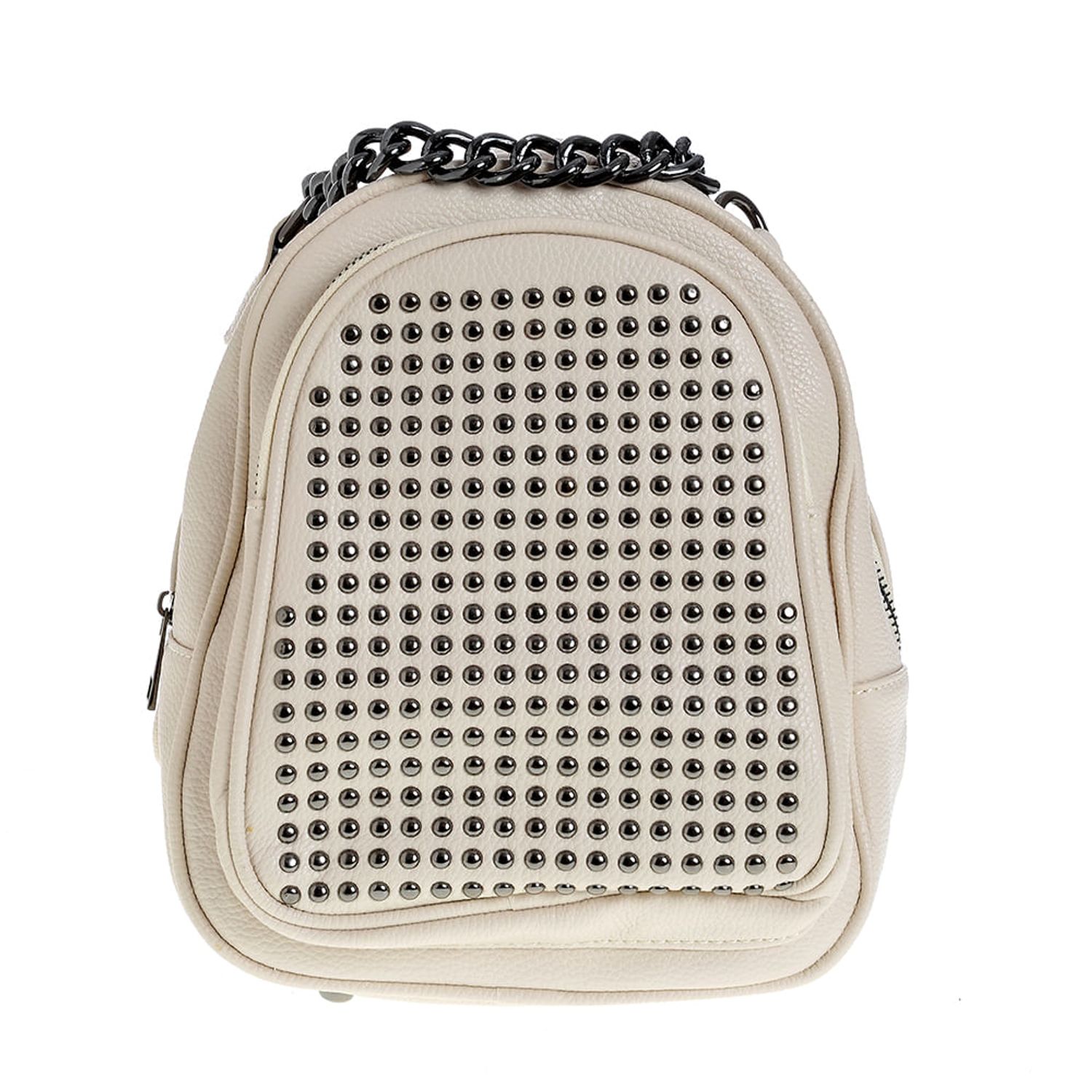 Rucsac bej decorat cu nituri metalice fotografia produsului