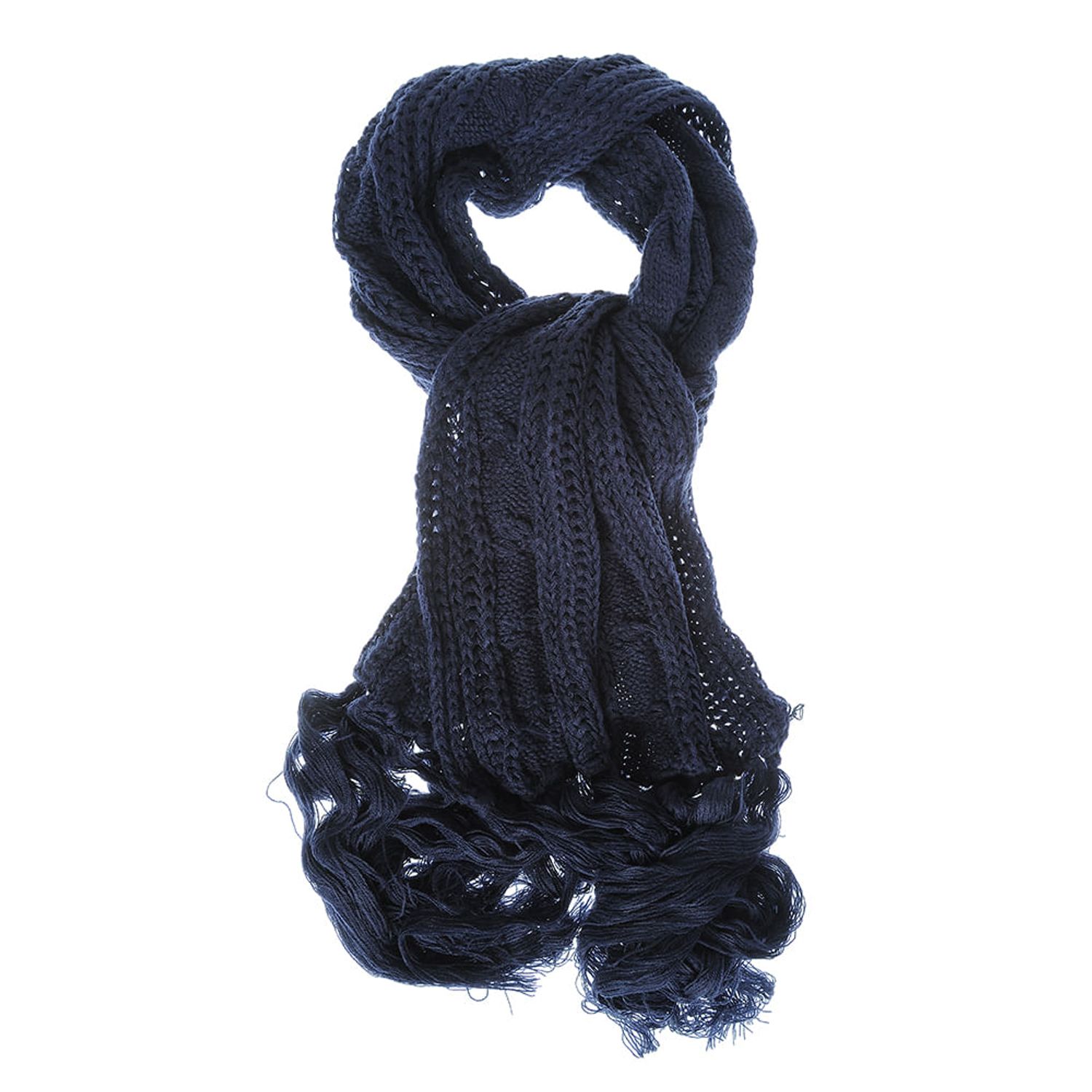 Fular tricotat bleumarin lung fotografia produsului