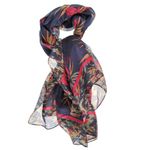 Esarfa bleumarin din matase cu imprimeu floral fotografia produsului