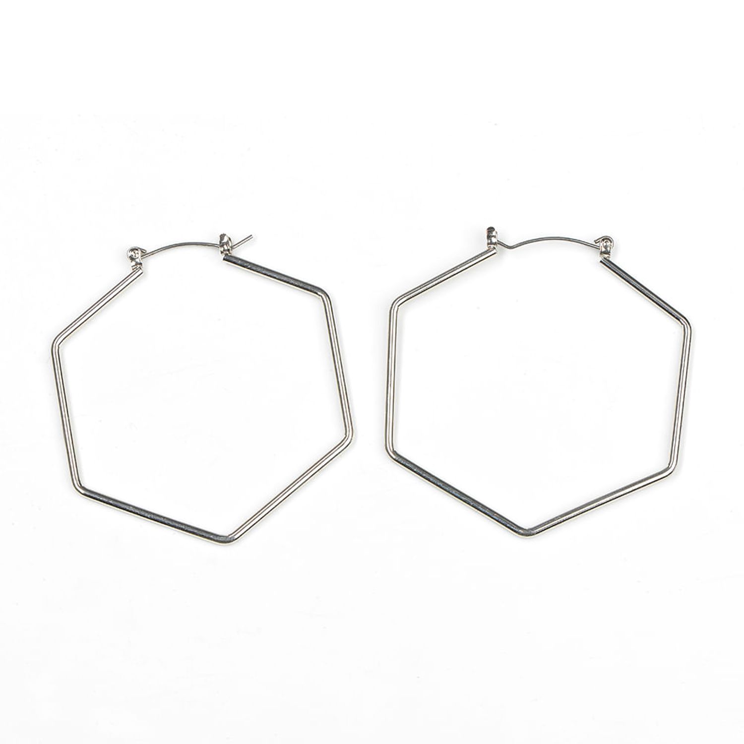 Cercei argintii hexagon fotografia produsului