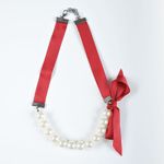 Choker rosu cu perle fotografia produsului