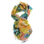 Esarfa multicolora cu imprimeu floral si franjuri fotografia produsului