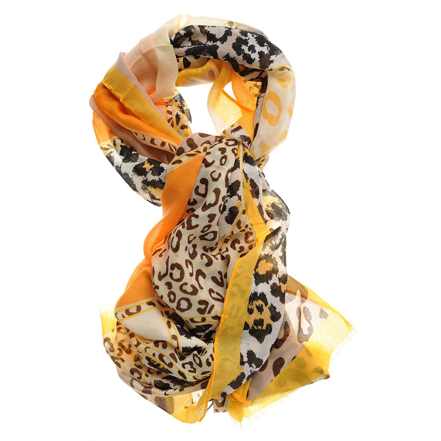 Esarfa galbena din vascoza cu model animal print fotografia produsului