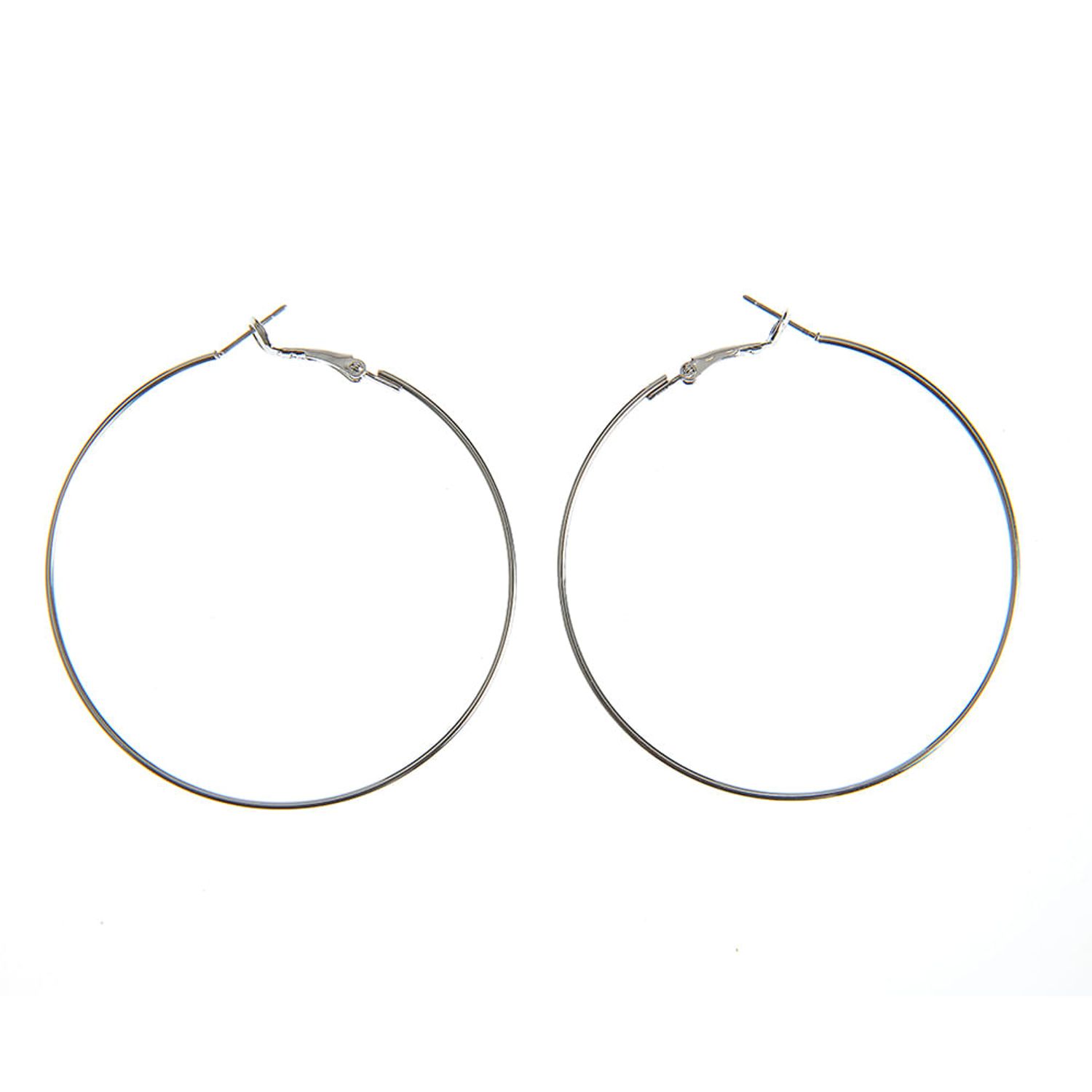 Cercei hoop argintii 60mm fotografia produsului