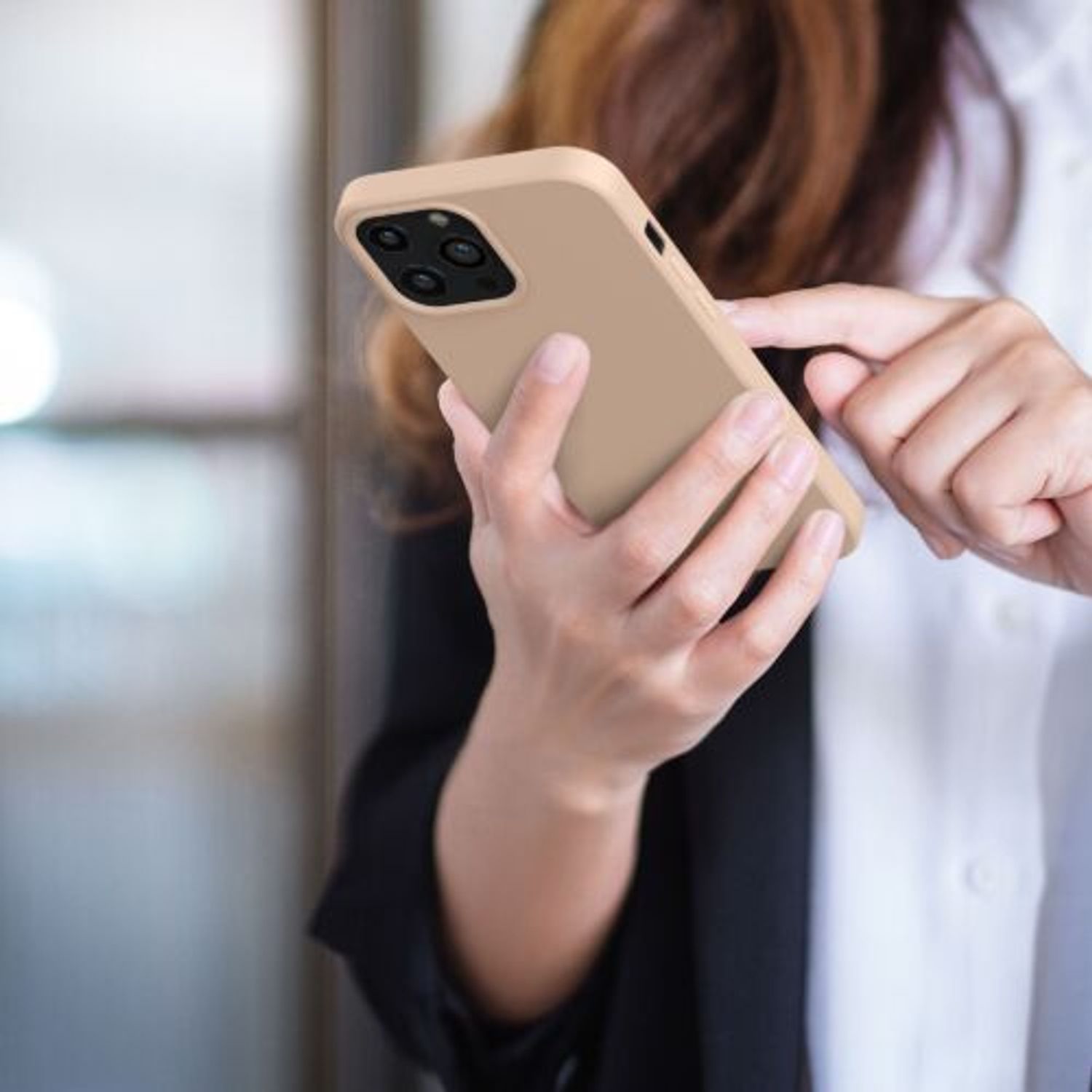 Husa pentru iPhone 13 Pro Max, Silicon, Crem, 55975.154 fotografia produsului View 6 L