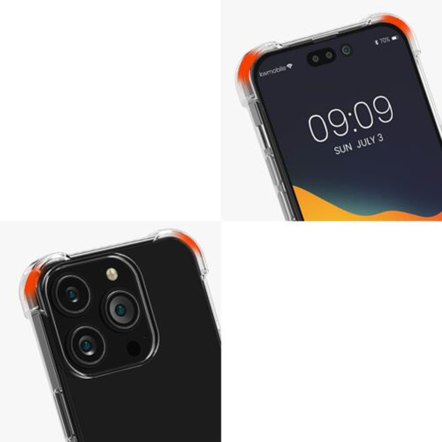 Husa Kwmobile pentru Apple iPhone 14 Pro, Silicon, Transparent/Auriu, 59104.21 fotografia produsului View 7 L