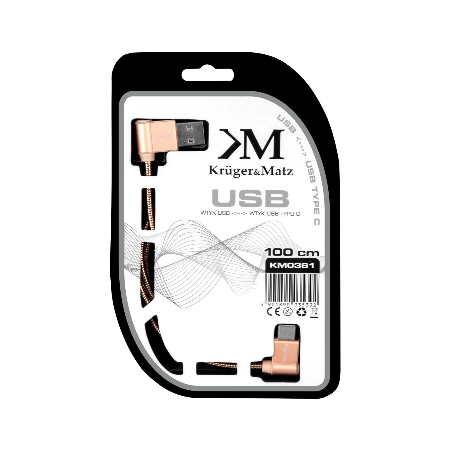 Cablu USB - USB Tip C 1 metru Kruger&Matz fotografia produsului View 3 L