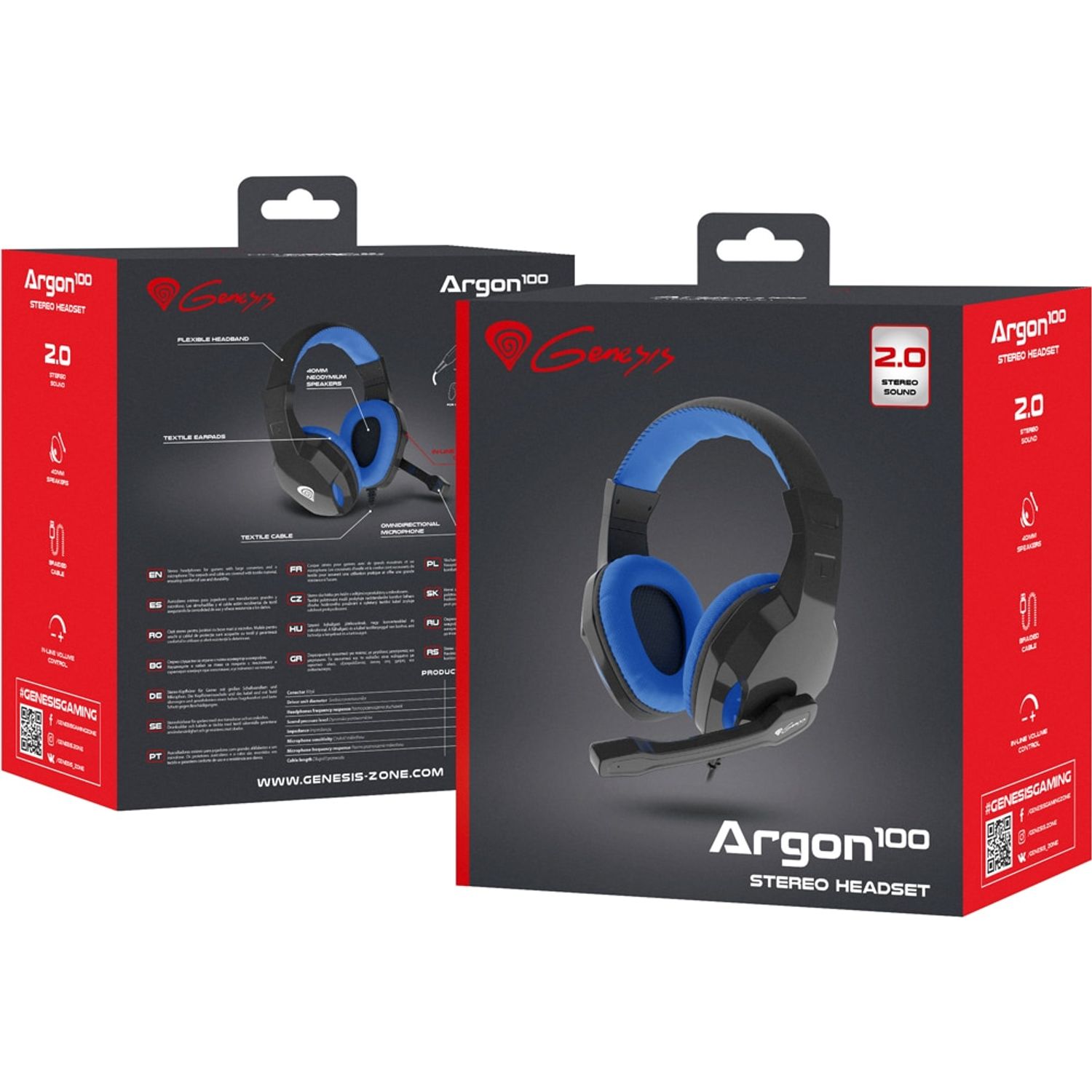 Casti Genesis Argon 100 blue Casti Gaming Genesis Argon 100, Microfon (Albastru) fotografia produsului View 10 L
