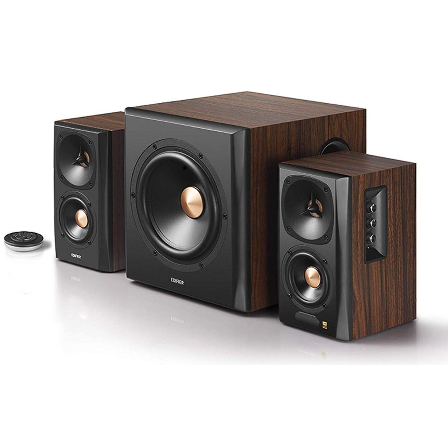 Boxe Edifier 2.1 S360DB, 155W, Bluetooth, Telecomanda, Brown Boxe Edifier S360DB, 2.1, 155 W, bluetooth, telecomanda wireless (Maro) fotografia produsului View 2 L
