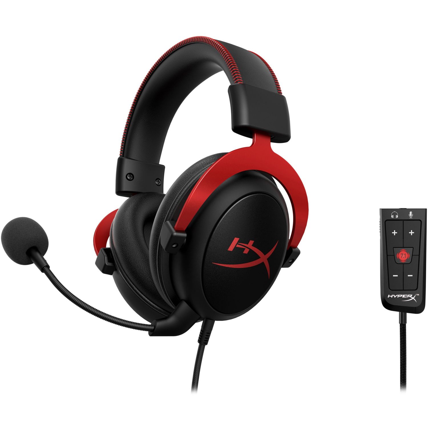 Casti gaming HyperX Cloud II, Rosu Casti Gaming Stereo HyperX Cloud II, 7.1, Microfon (Negru/Rosu) fotografia produsului View 9 L