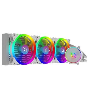 Cooler Procesor AQIRYS Aquarius 360 AiO White, Compatibil AMD/Intel Cooler CPU AQIRYS Aquarius 360 AiO, 3 X 120mm, Iluminare ARGB (Alb)