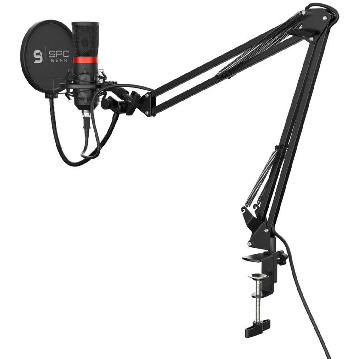 Microfon Streaming SPC Gear SM950, brat ajustabil, popfilter, shockmount, USB (Negru) fotografia produsului View 5 L