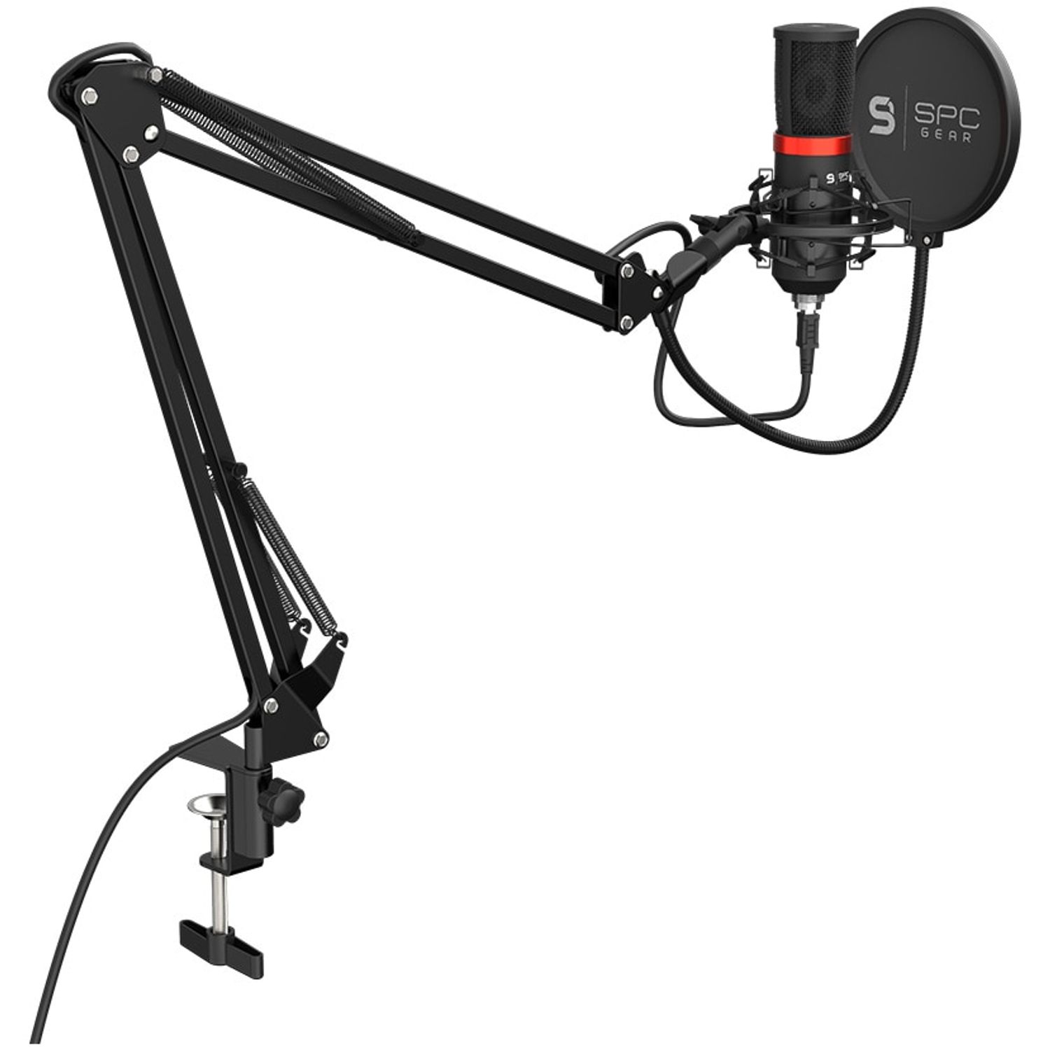 Microfon Streaming SPC Gear SM950, brat ajustabil, popfilter, shockmount, USB (Negru) fotografia produsului View 12 L