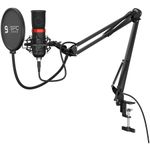Microfon Streaming SPC Gear SM950, brat ajustabil, popfilter, shockmount, USB (Negru) fotografia produsului View 4 S