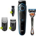 Aparat de tuns barba Braun Beard Trimmer BT5240 Wet&Dry, AutoSense, buton rotativ de precizie, 2 piepteni, Aparat - 4210201283485 Aparat de tuns barba si parul Braun BT5240, Autonomie 100 min (Negru) fotografia produsului View 2 S