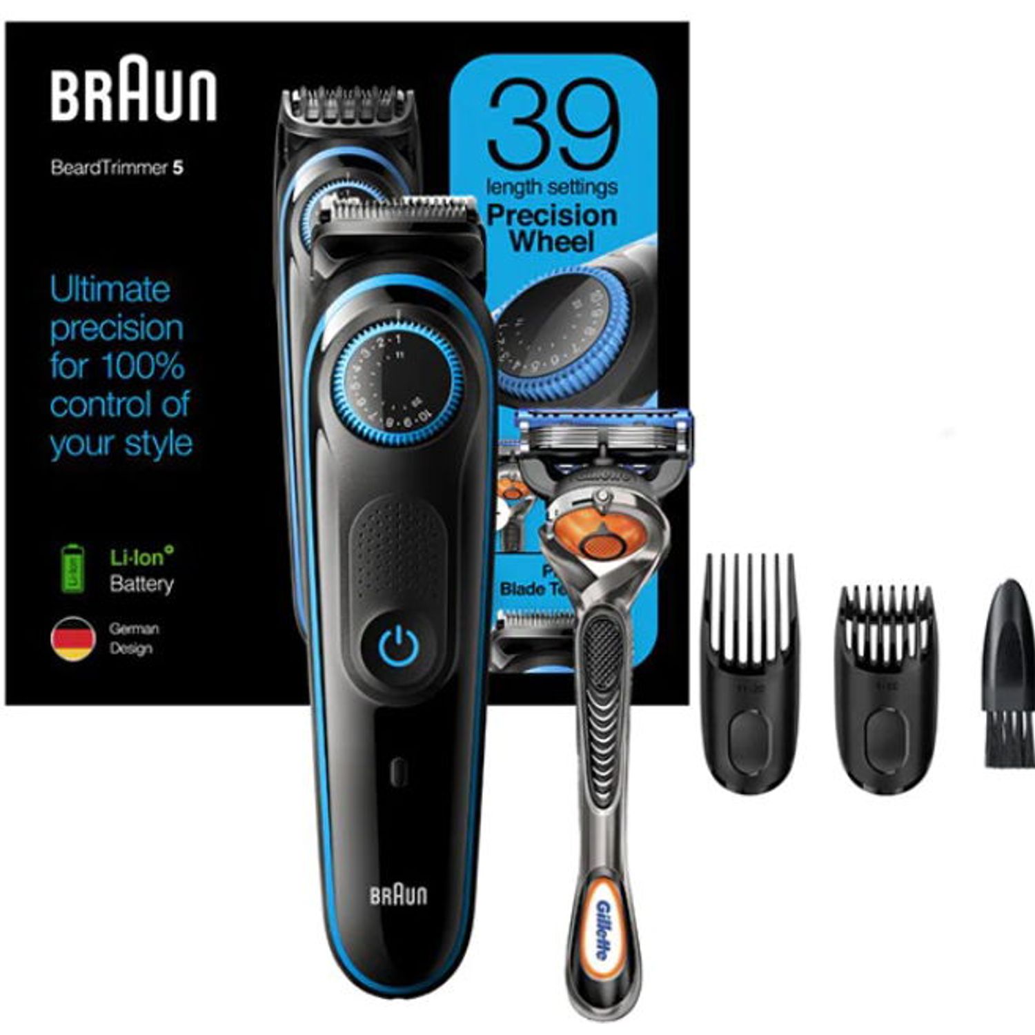 Aparat de tuns barba Braun Beard Trimmer BT5240 Wet&Dry, AutoSense, buton rotativ de precizie, 2 piepteni, Aparat - 4210201283485 Aparat de tuns barba si parul Braun BT5240, Autonomie 100 min (Negru) fotografia produsului