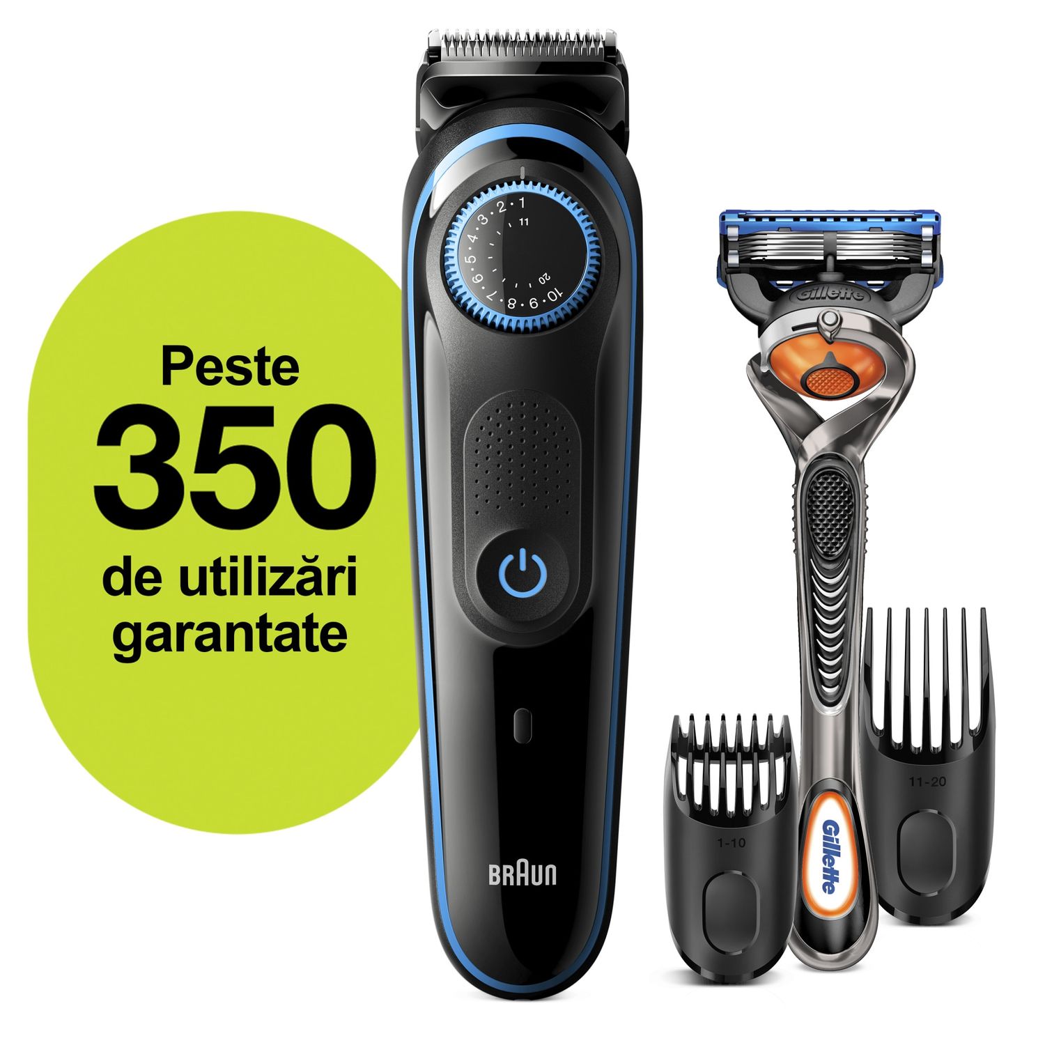 Aparat de tuns barba Braun Beard Trimmer BT5240 Wet&Dry, AutoSense, buton rotativ de precizie, 2 piepteni, Aparat - 4210201283485 Aparat de tuns barba si parul Braun BT5240, Autonomie 100 min (Negru) fotografia produsului View 12 L