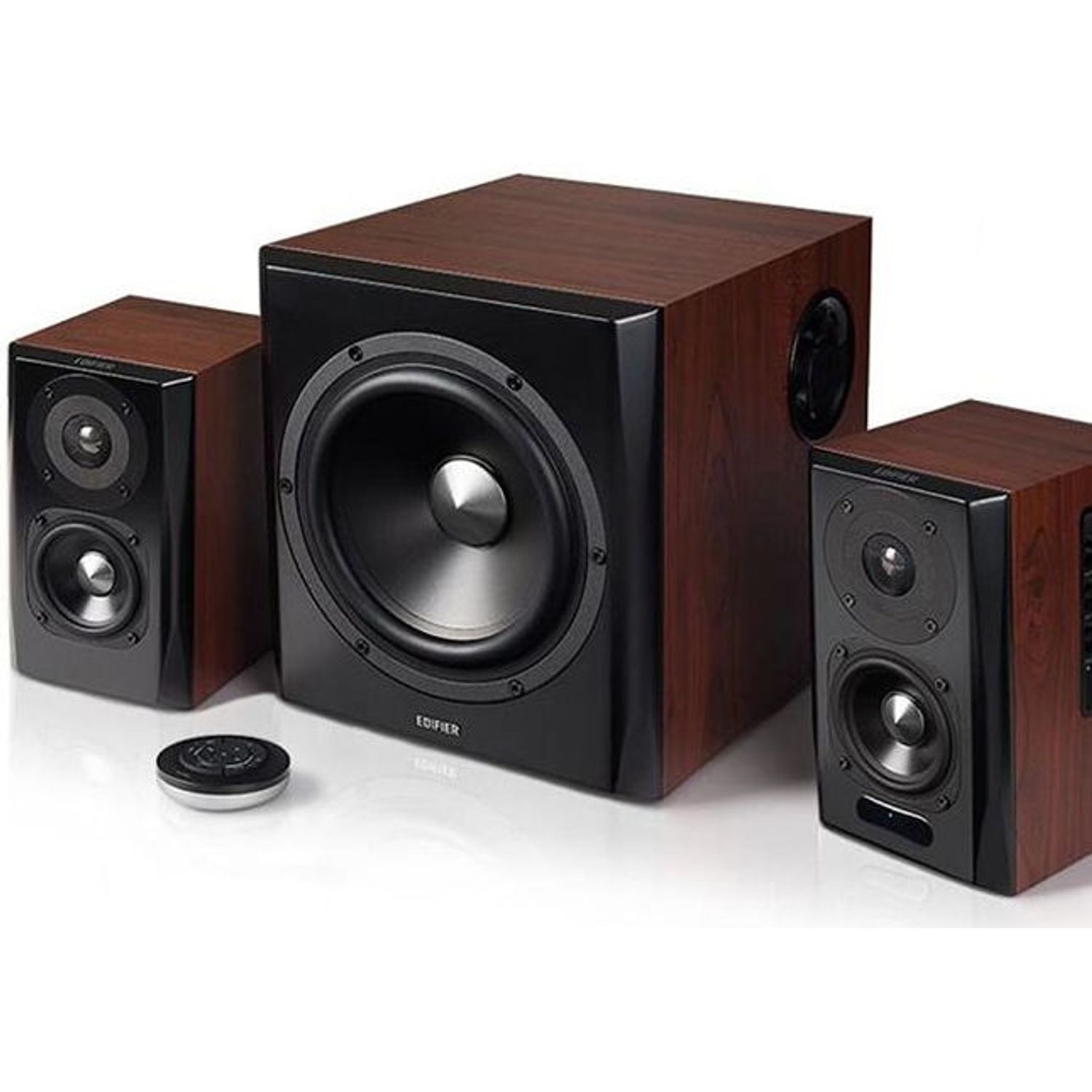 Boxe Edifier 2.1 150W S350DB, bluetooth, telecomanda, brown Boxe Edifier S350DB, 150 W, Bluetooth (Maro) fotografia produsului View 2 L