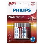 Set 6 baterii Philips POWER BLISTER, ALKALINE LR3, AAA fotografia produsului