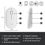 Mouse wireless Logitech Pebble M350, Alb Mouse Wireless Logitech Pebble M350, 1000 DPI, Bluetooth/USB (Alb) fotografia produsului View 6 S