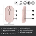 Mouse wireless Logitech Pebble M350, Roz Mouse Wireless Logitech Pebble M350, 1000 DPI, Bluetooth/USB (Roz) fotografia produsului View 6 S