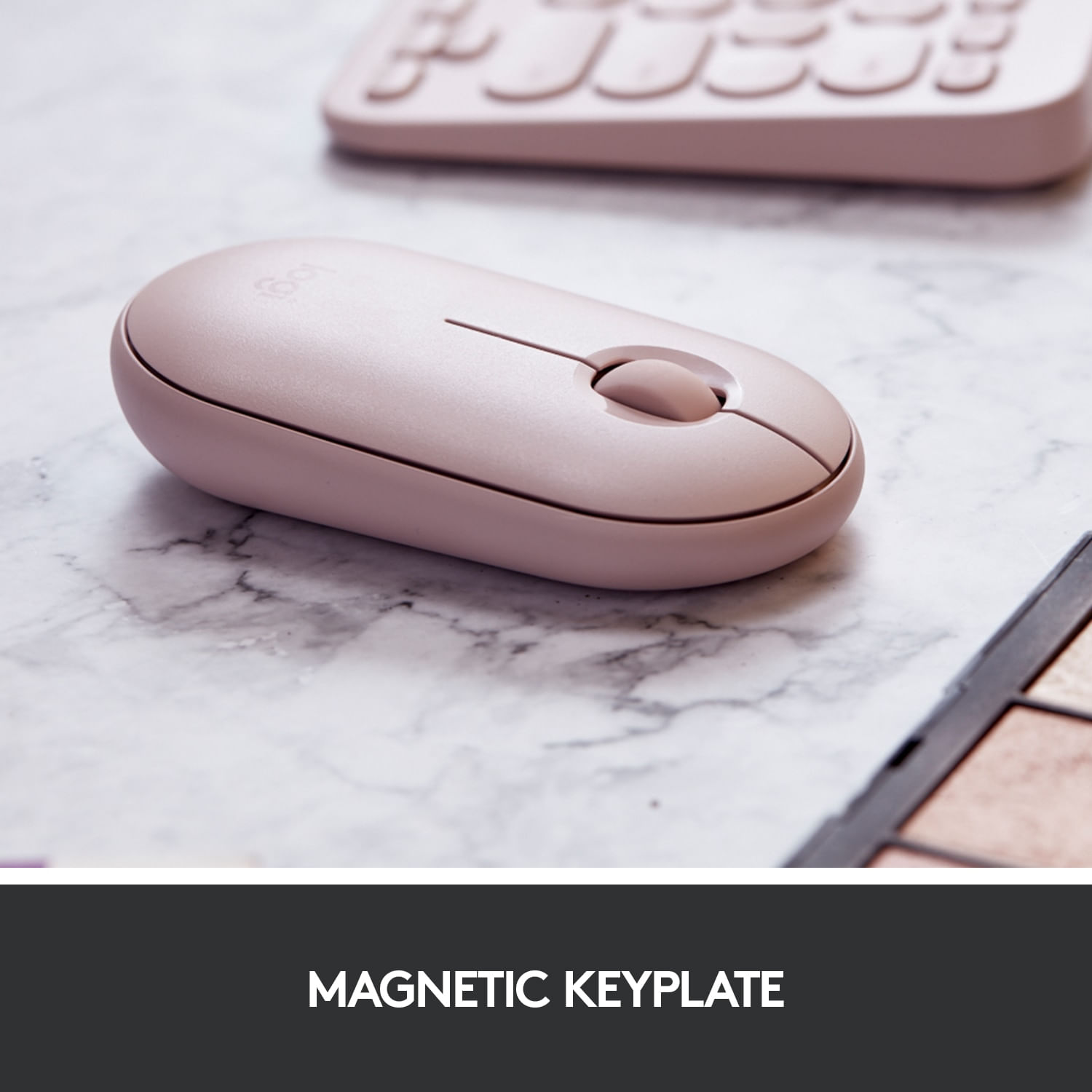 Mouse wireless Logitech Pebble M350, Roz Mouse Wireless Logitech Pebble M350, 1000 DPI, Bluetooth/USB (Roz) fotografia produsului View 7 L