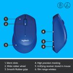 Mouse Logitech M330 Silent Plus, Wireless, Blue Mouse Logitech Optic Wireless M330 Silent Plus (Albastru) fotografia produsului View 8 S