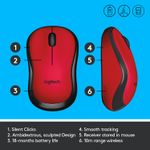 Mouse Logitech M220 Silent, Wireless, Red Mouse Optic Wireless Logitech  M220 Silent, USB, 1000 DPI (Rosu) fotografia produsului View 7 S