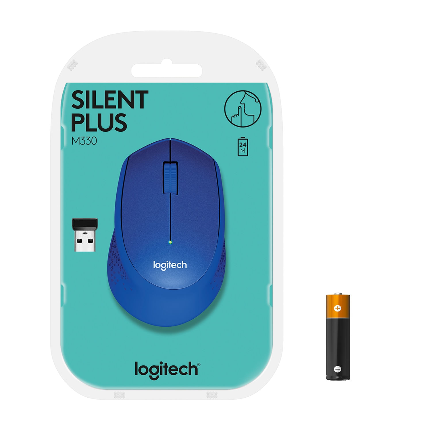 Mouse Logitech M330 Silent Plus, Wireless, Blue Mouse Logitech Optic Wireless M330 Silent Plus (Albastru) fotografia produsului View 10 L