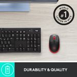 Mouse wireless Logitech M190, Rosu Mouse Wireles LOGITECH M190, USB, 1000 DPI (Negru/Rosu) fotografia produsului View 8 S