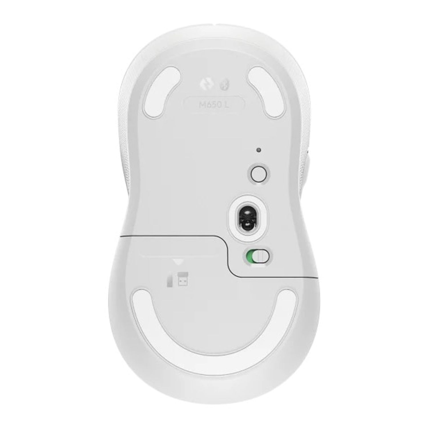 Mouse Logitech M650 L Silent, Bluetooth, Wireless, Bolt USB receiver, Alb Mouse Wireless Logitech Signature M650 L, Bluetooth/USB (Alb) fotografia produsului View 6 L
