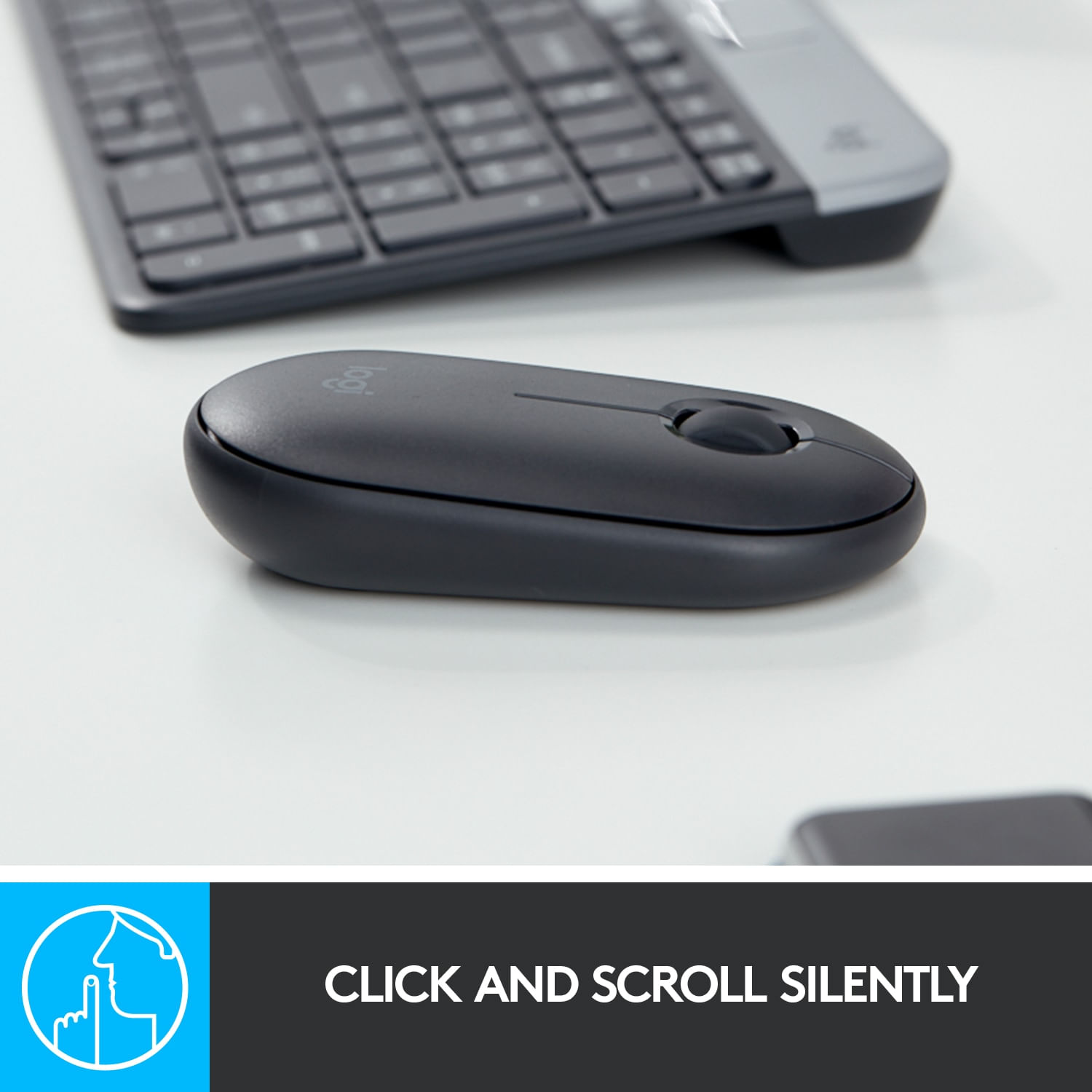 Mouse wireless Logitech Pebble M350, Grafit Mouse Wireless Logitech Pebble M350, 1000 DPI, Bluetooth/USB (Gri) fotografia produsului View 11 L