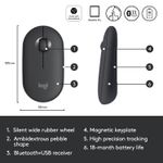 Mouse wireless Logitech Pebble M350, Grafit Mouse Wireless Logitech Pebble M350, 1000 DPI, Bluetooth/USB (Gri) fotografia produsului View 13 S