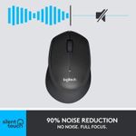 Mouse Logitech M330 Silent Plus, Wireless, Black Mouse Logitech Optic Wireless M330 Silent Plus (Negru) fotografia produsului View 4 S
