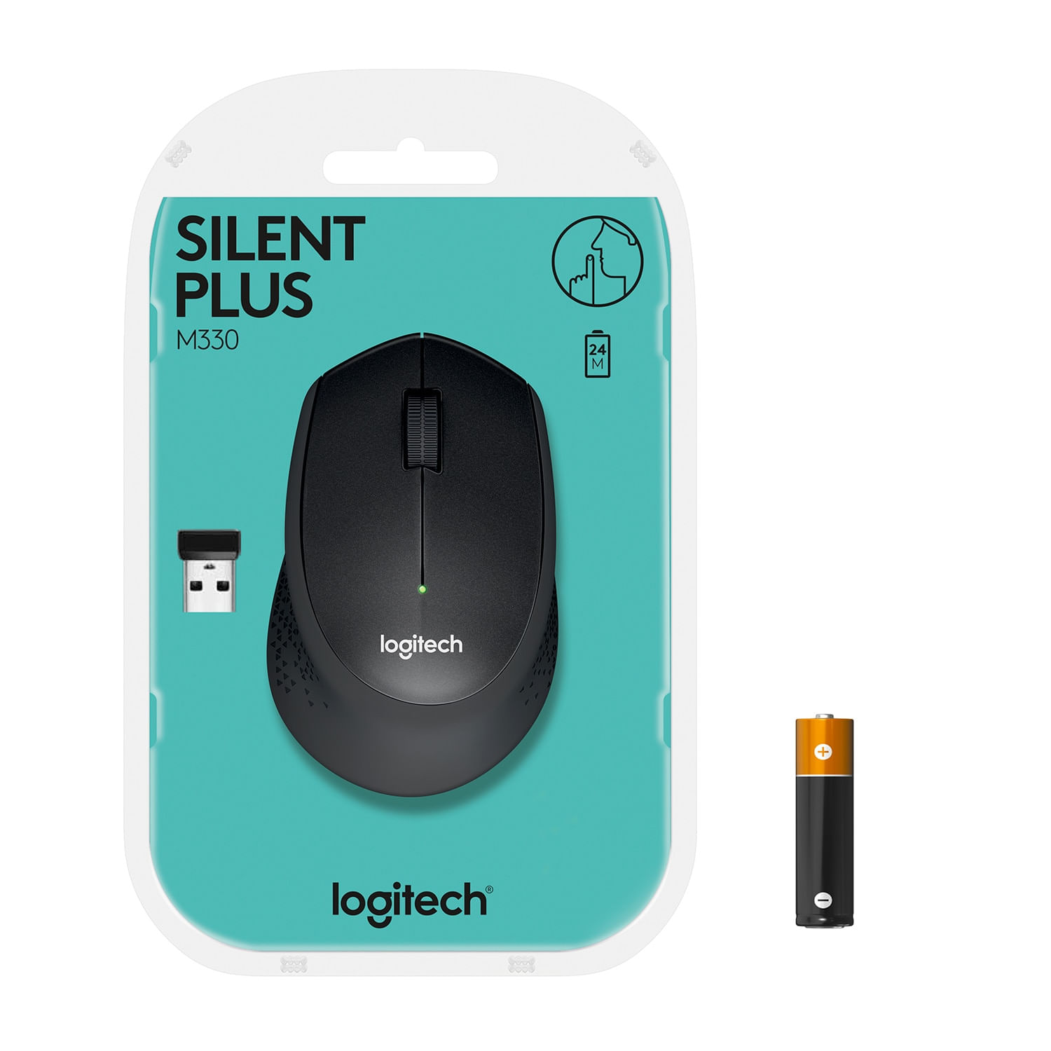 Mouse Logitech M330 Silent Plus, Wireless, Black Mouse Logitech Optic Wireless M330 Silent Plus (Negru) fotografia produsului View 15 L