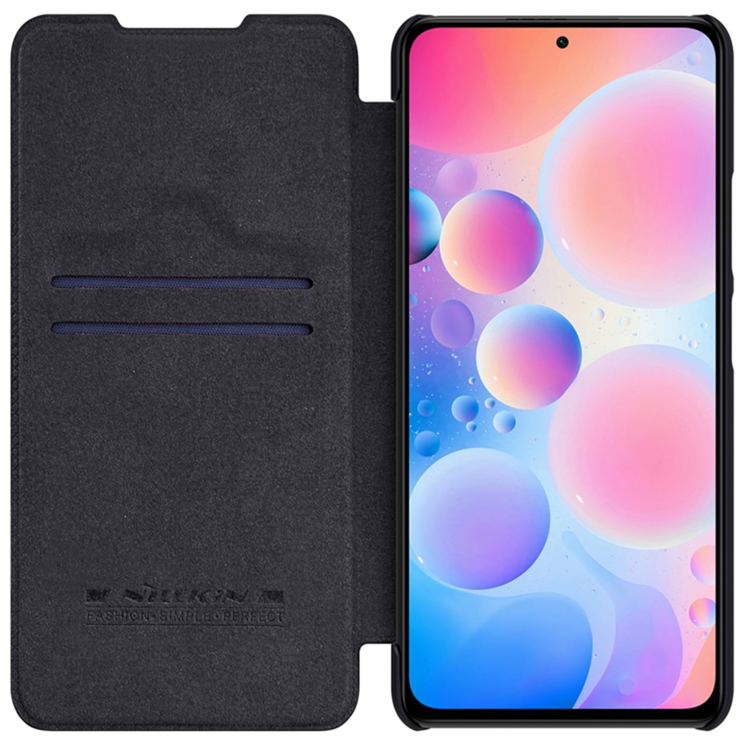 Husa pentru Xiaomi Redmi Note 11 / Poco M4 Pro Nillkin QIN Leather, tip carte, negru fotografia produsului View 2 L