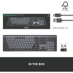 Tastatura Wireless Logitech MX Mechanical Illuminated Performance, layout US INT, USB/Bluetooth (Negru) fotografia produsului View 6 S