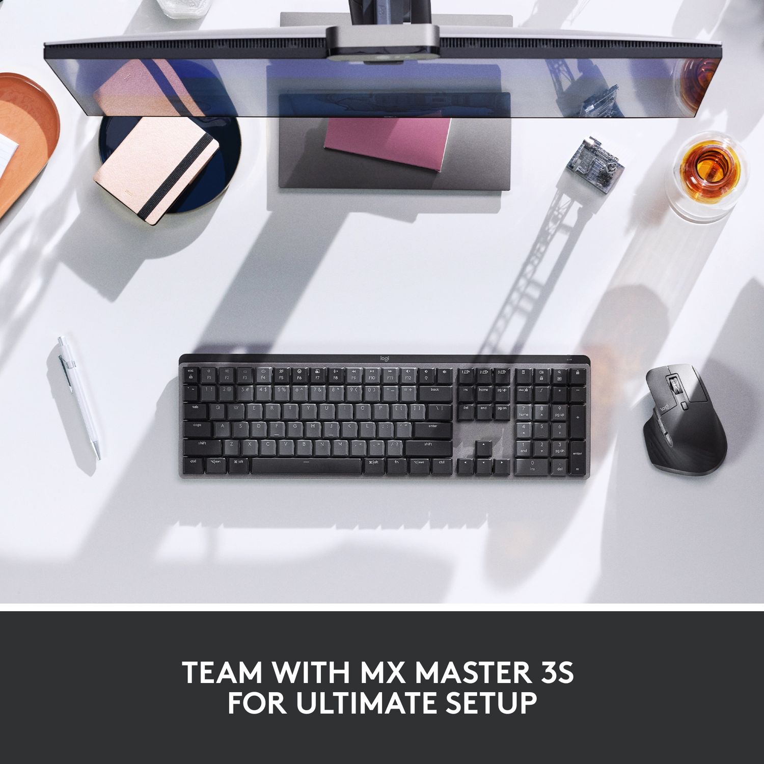 Tastatura Wireless Logitech MX Mechanical Illuminated Performance, layout US INT, USB/Bluetooth (Negru) fotografia produsului View 16 L